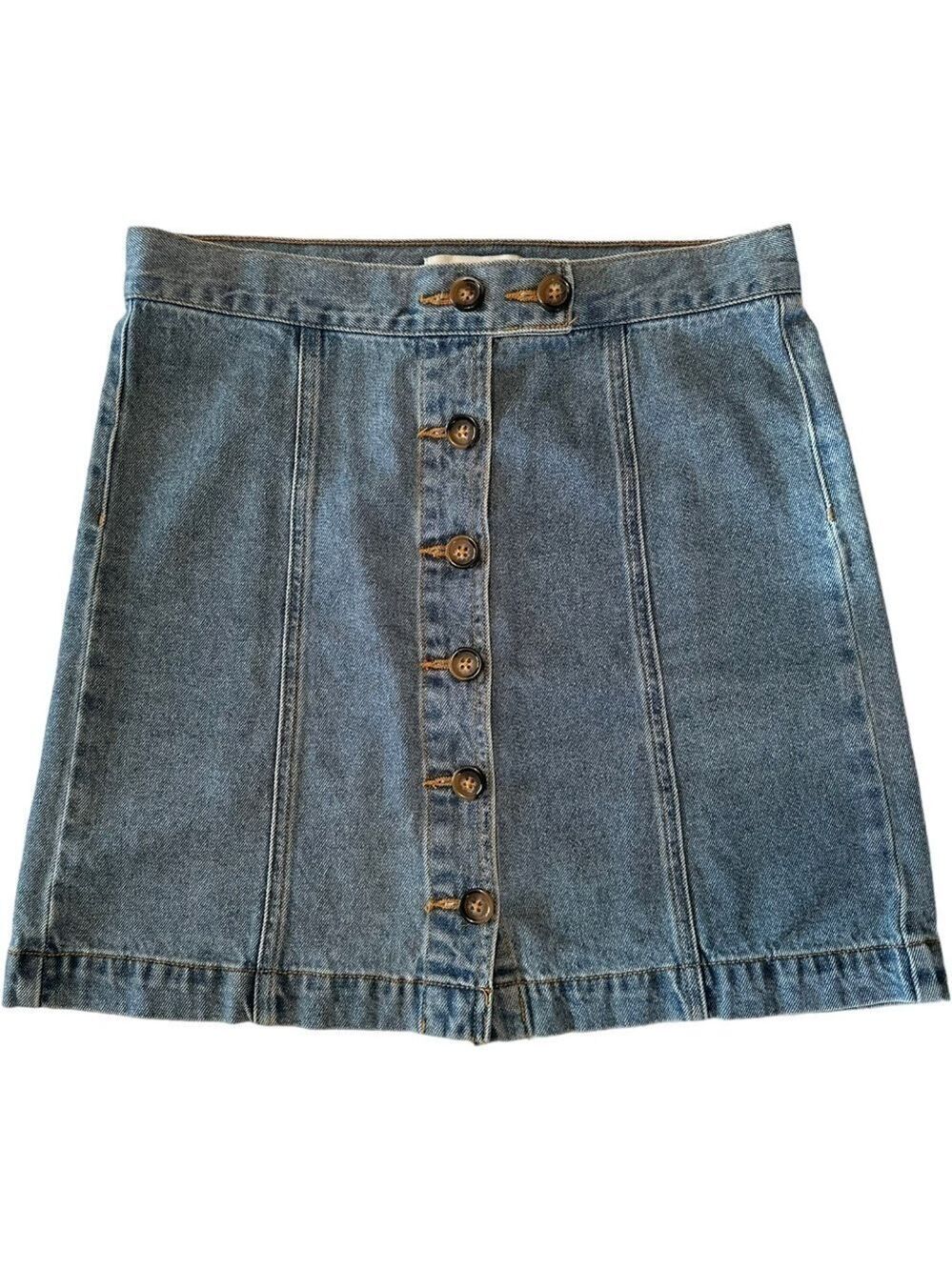Forever 21 Denim Jean Mini Skirt, Size Small, Buttons Down Front of Skirt